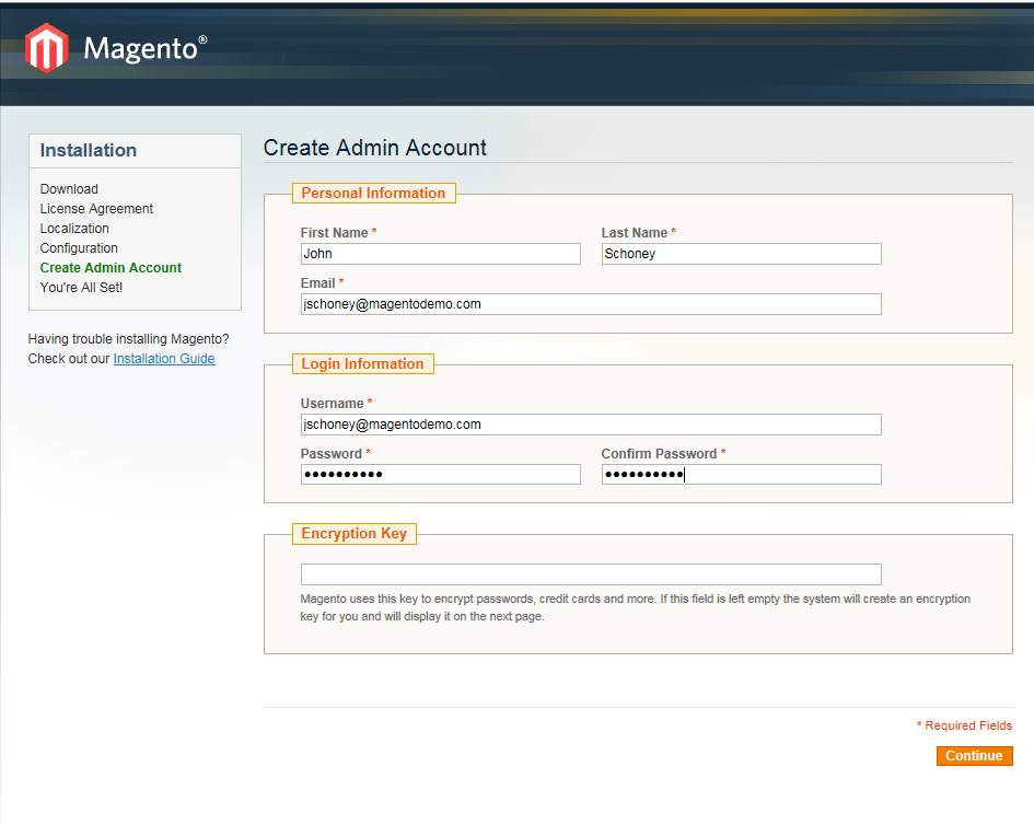 Create Magento Admin Account
